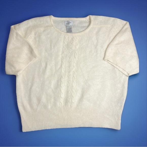 Jacqueline Ferrar Sweaters - Jacqueline Ferrar Vintage Lambswool Rabbit Angora Shirt Sleeve Sweater EUC
